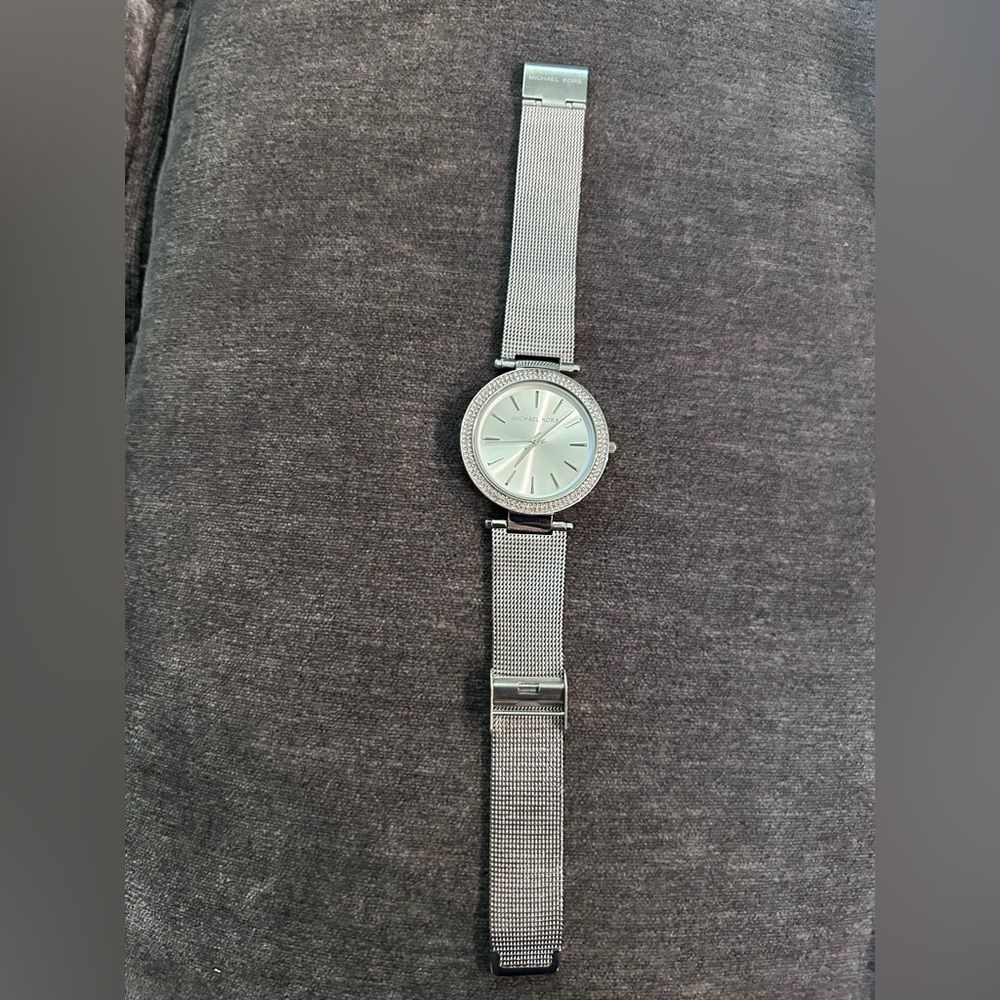 michael kors mk3367 darci silver mesh s/steel crystal pave ladies classic watch